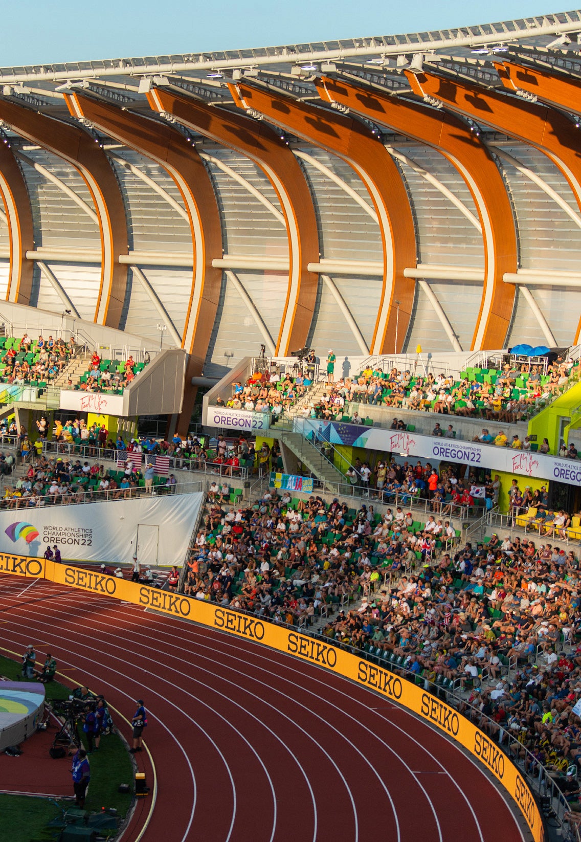 Photo of the stands at Hayward Field by Chloe Montague