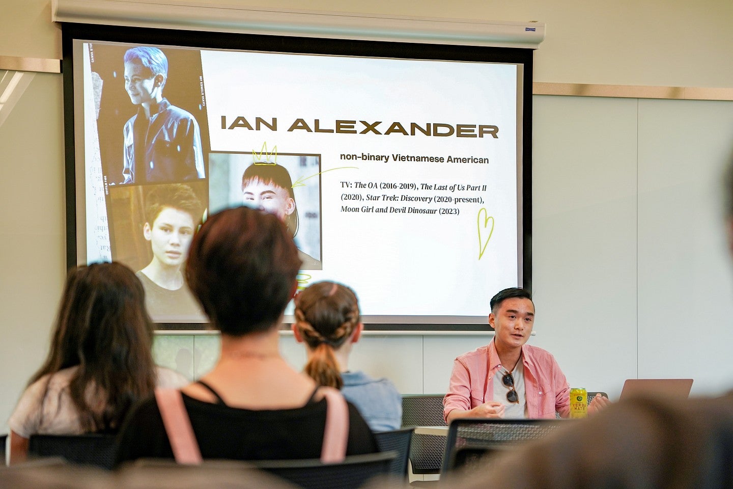 a student gives a presentation to classmates 