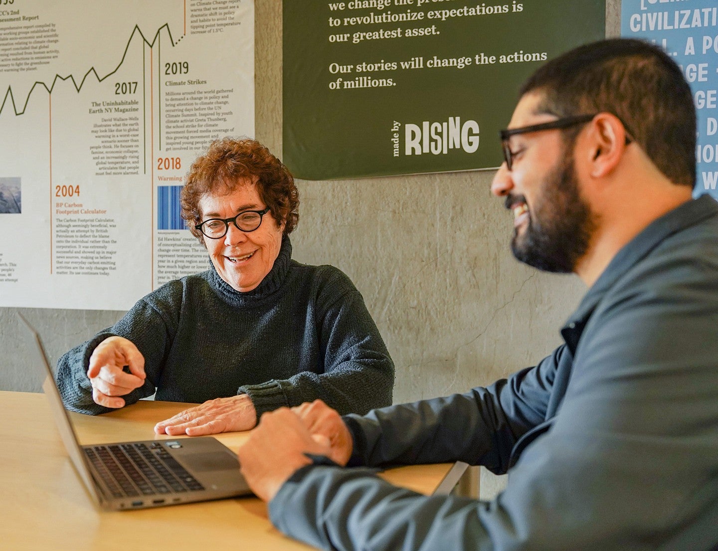 Janet Wasko speaks to an SOJC doctoral student