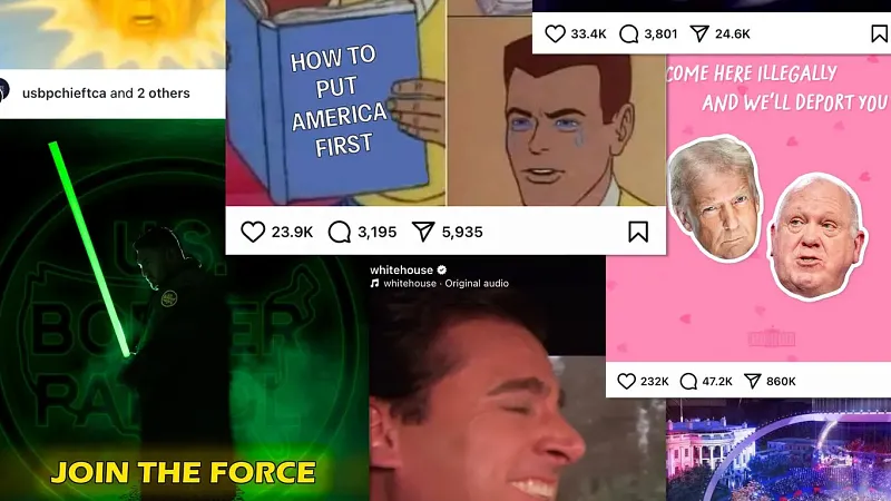 digital composite image from the New York Times featuring inflammatory right-wing social media memes