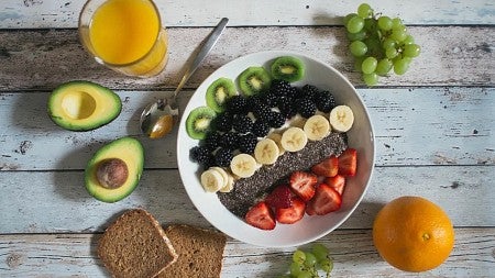 overhead view of healthy foods