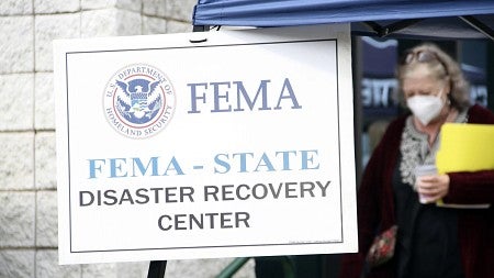 FEMA disaster recovery center sign