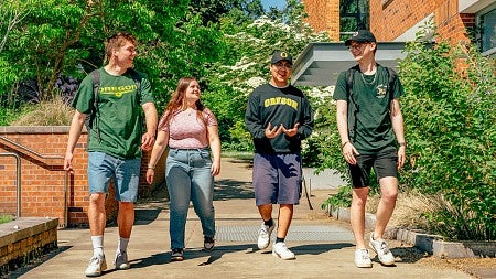 students walking outside Allen Hall