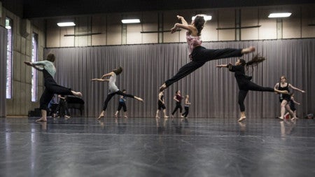 Students dancing during class