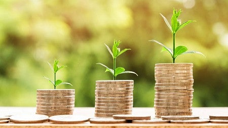 Coins with plants on top. 