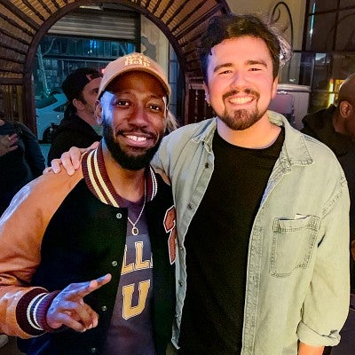 Lamorne Morris poses with Nolan Biorn