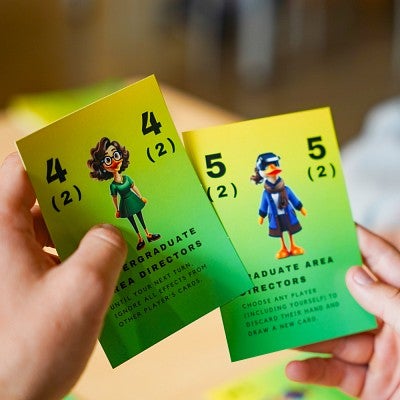 close up of two cards from an SOJC-themed game made by Sydney Seymour